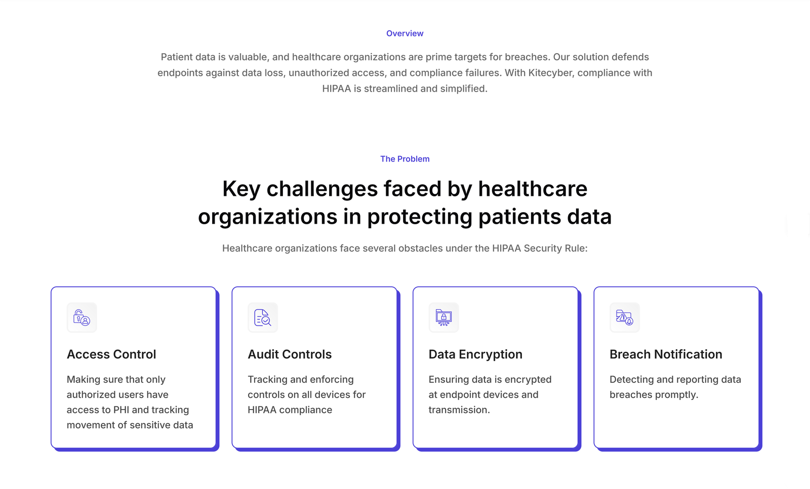 KiteCyber HIPAA healthcare information layout