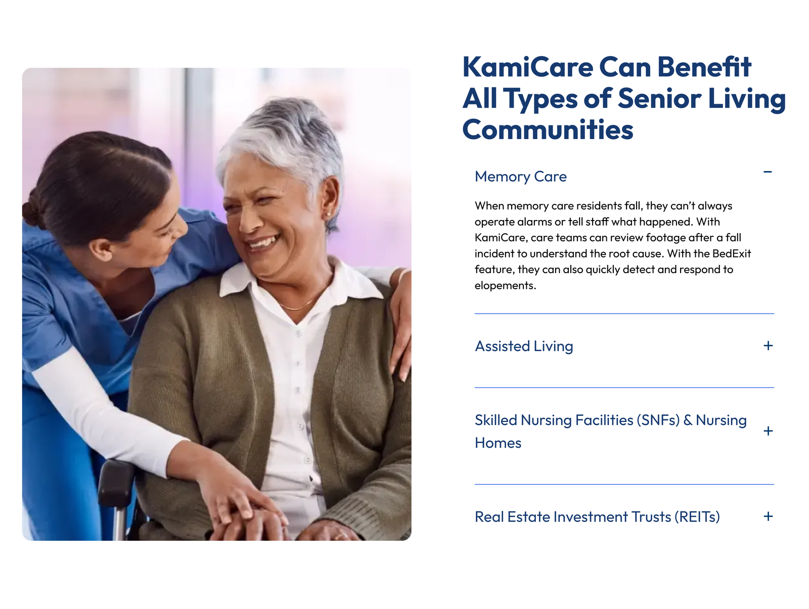 KamiCare senior living community use-case layout