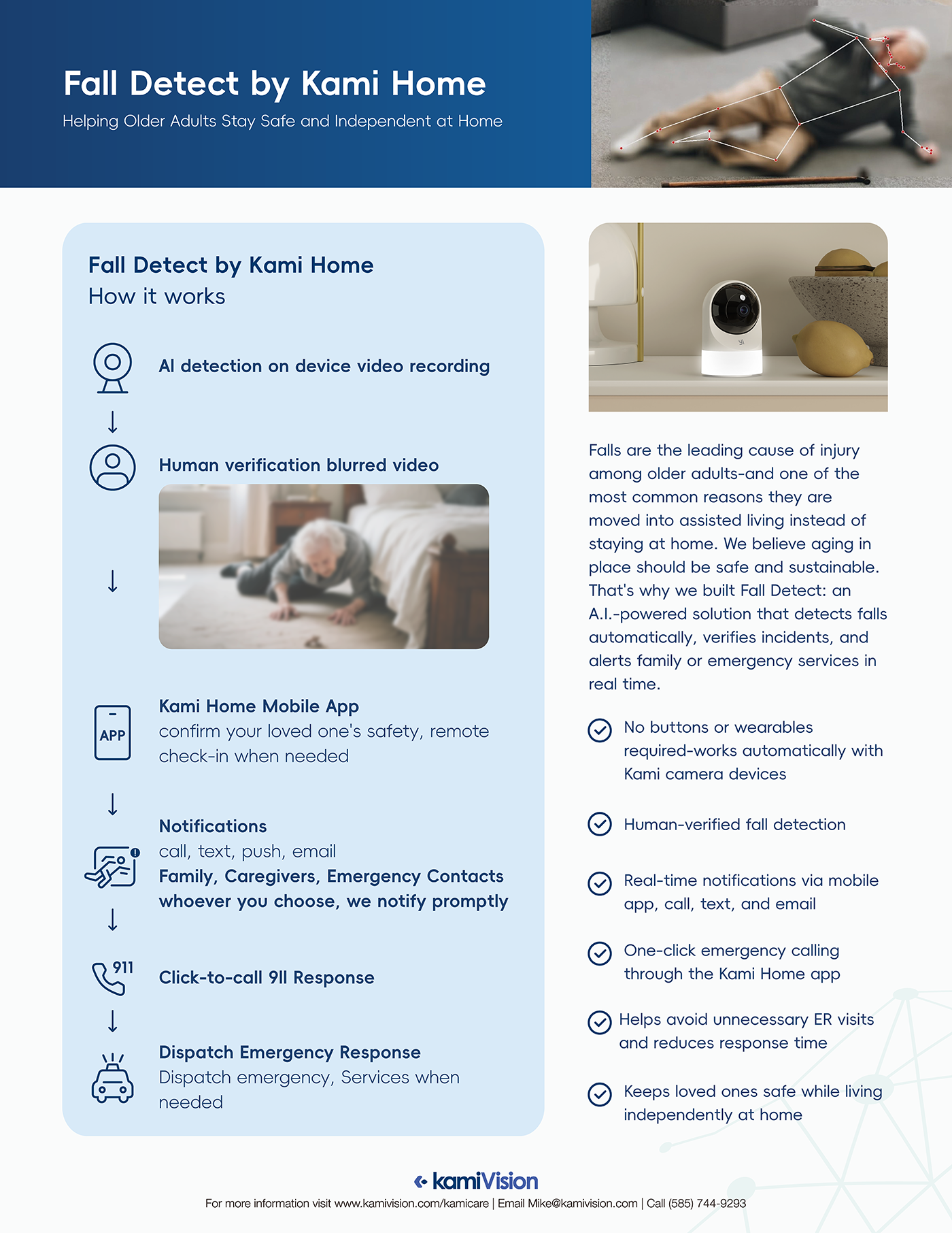 Fall Detect by Kami Home one-sheet information design